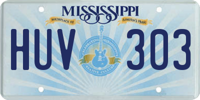 MS license plate HUV303