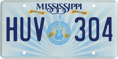 MS license plate HUV304