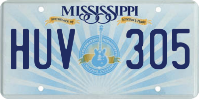 MS license plate HUV305