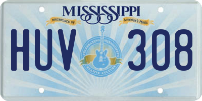MS license plate HUV308