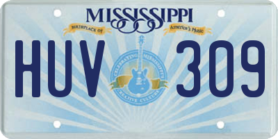 MS license plate HUV309