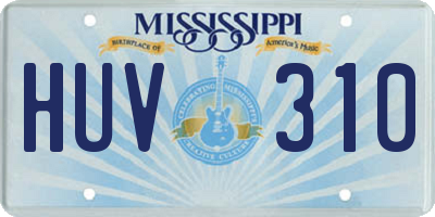 MS license plate HUV310