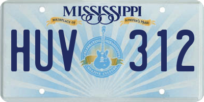 MS license plate HUV312