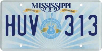 MS license plate HUV313