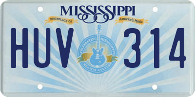 MS license plate HUV314