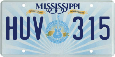MS license plate HUV315