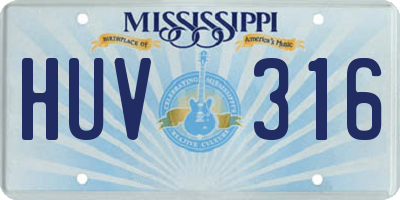 MS license plate HUV316