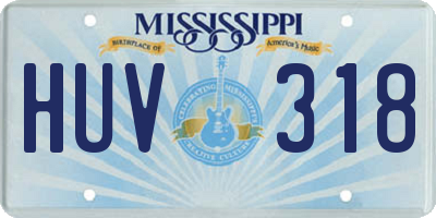 MS license plate HUV318