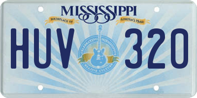 MS license plate HUV320