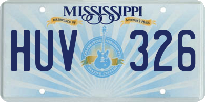 MS license plate HUV326