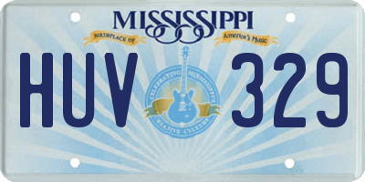 MS license plate HUV329