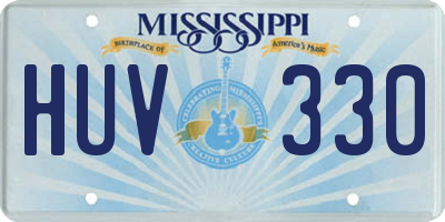 MS license plate HUV330