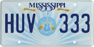 MS license plate HUV333