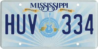 MS license plate HUV334