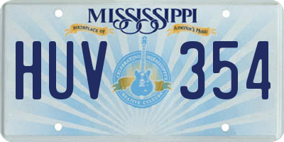 MS license plate HUV354