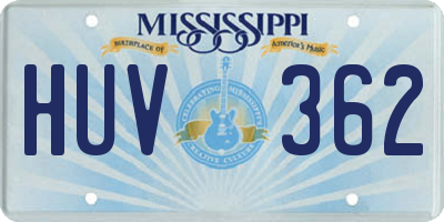 MS license plate HUV362
