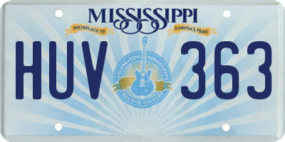 MS license plate HUV363