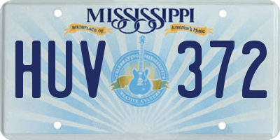 MS license plate HUV372