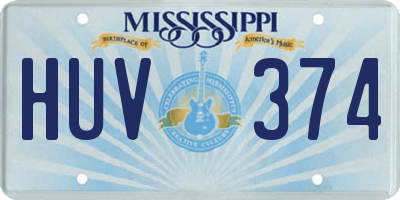 MS license plate HUV374
