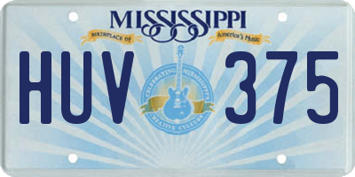 MS license plate HUV375