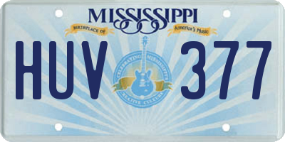 MS license plate HUV377