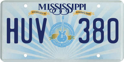 MS license plate HUV380