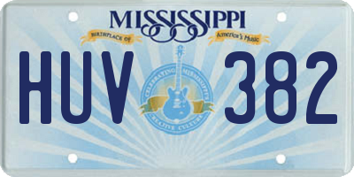 MS license plate HUV382