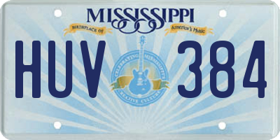 MS license plate HUV384