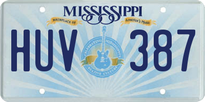 MS license plate HUV387