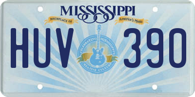MS license plate HUV390