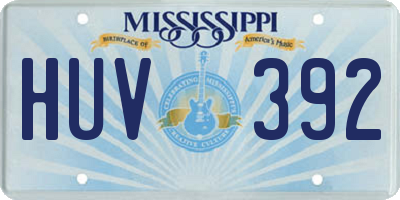 MS license plate HUV392