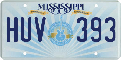 MS license plate HUV393