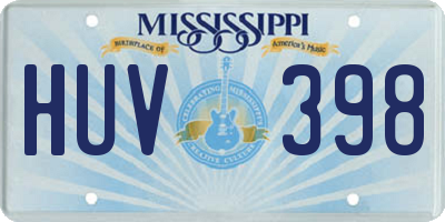 MS license plate HUV398