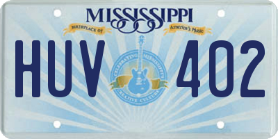MS license plate HUV402