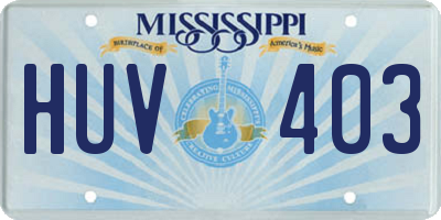 MS license plate HUV403