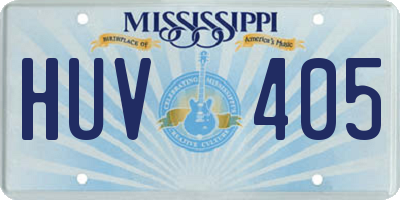 MS license plate HUV405