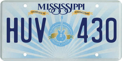 MS license plate HUV430
