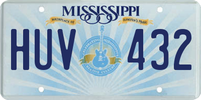 MS license plate HUV432