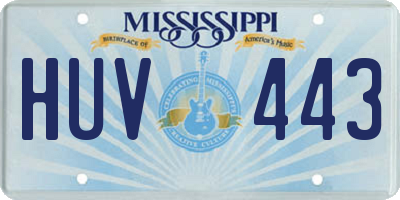 MS license plate HUV443