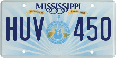 MS license plate HUV450