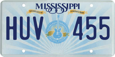 MS license plate HUV455
