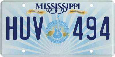 MS license plate HUV494