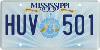 MS license plate HUV501