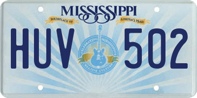 MS license plate HUV502