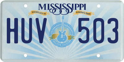 MS license plate HUV503
