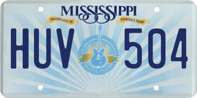 MS license plate HUV504