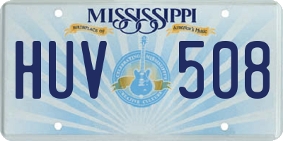 MS license plate HUV508