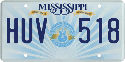 MS license plate HUV518