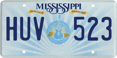 MS license plate HUV523
