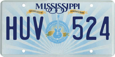 MS license plate HUV524